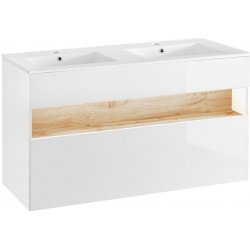 COMAD BAHAMA 854 white, šířka 120 cm, matná bílá/lesklá bílá/dub votan