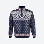 Kama svetr 100% Merino Norský vzor 4082 modrý – Zboží Dáma