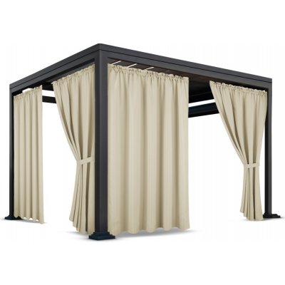 Závěs se zavěšením na tunel nepromokavý na terasu/altán v béžové barvě se stuhou na uvázání béžová Šířka 155 cm | Délka 220 cm – Zboží Mobilmania