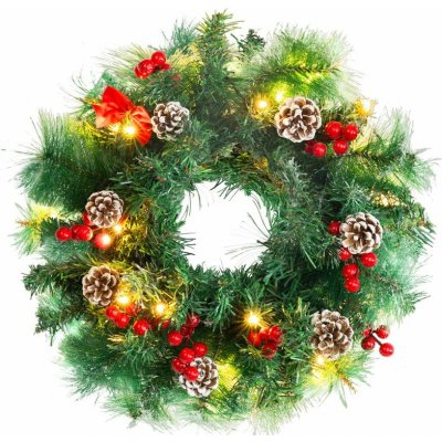 STREND PRO Věnec MagicHome Vánoce s šiškami, 20x LED, teplá bílá, 3xAA, 8 funkcí, 30 cm – Zboží Mobilmania