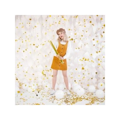 Vystřelovací konfety srdíčka zlaté lesklé 60 cm Partydeco
