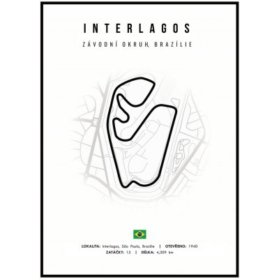 Jen tak z lásky Plakát Závodní okruhy Rozměr plakátu: 50 x 70 cm, Závodní okruh: Interlagos, Barevná varianta: Bílá – Zboží Dáma