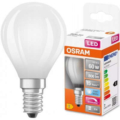 Osram LED žárovka LED E14 P45 6,5W = 60W 806lm 4000K Neutrální bílá 320° Filament Stmívatelná SUPER STAR OSRSTAL0455 – Hledejceny.cz