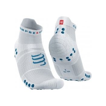 Compressport Pro Racing Socks v4.0 Run Low White/Fjord Blue