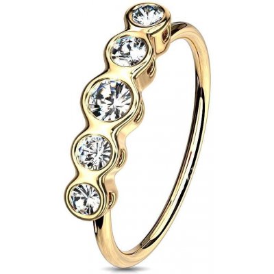 Šperky4U zlacený piercing do nosu kroužek, čiré zirkony N0118-GDC – Zboží Mobilmania