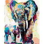 zuty Malování podle čísel Malovaní sloni 80 x 100 cm bez rámu a bez vypnutí plátna