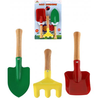 Teddies nářadí zahradní dětské 3 ks kov dřevo 15/21cm – Zboží Mobilmania