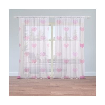 Sablio Záclony Růžové srdce: 2ks 150x250cm – Hledejceny.cz