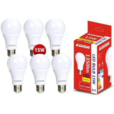 KOMA Sada LED žárovek KOMA E27 15W, 230V, 1350lm, 20000h, 6500K studená bílá 6ks – Zboží Mobilmania