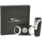Sada pro kuřáky doutníků Sky, zapalovač, vyštípávač, černostříbrná – Sleviste.cz