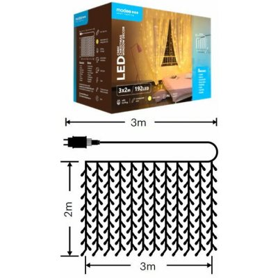Modee ML-C3002 192LED 3m x 2m vánoční řetěz záclona, teplá 8 programů IP44 352729,00 – Hledejceny.cz