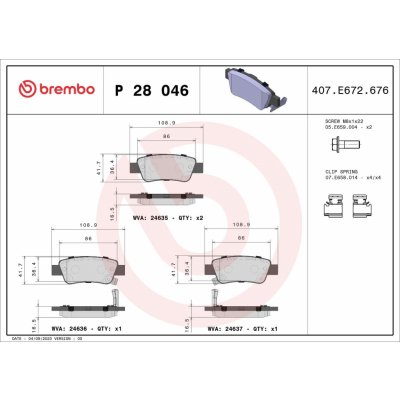 Sada brzdových destiček, kotoučová brzda BREMBO P 28 046 | Zboží Auto