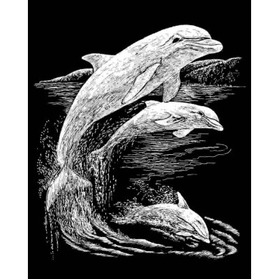 Royal & Langnickel Stříbrný vyškrabovací obrázek Delfíni – Zboží Mobilmania