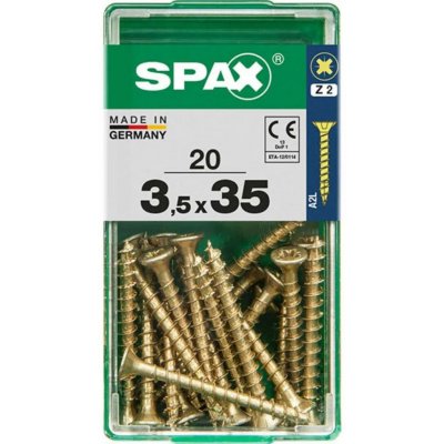 Spax Uni vrut zápust.hlava PZ/Z2 4CUT a plným závitem Yellox 35 x 35 mm 20 ks – Hledejceny.cz