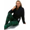 Zelené i černé kárované luxusní hřejivé dámské pyžamo na zip CUTE 1Z1488 zelená