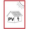 Piktogram Označení FVE na budově - PV symbol - bezpečnostní tabulka, plast 2 mm s dírkami (A6) 105 x 148 mm