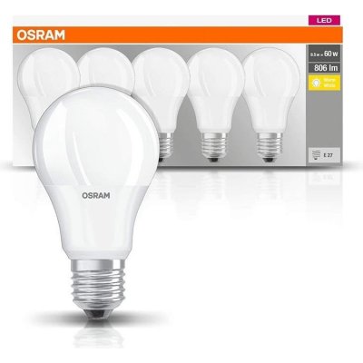 Osram LED BASE CLASSIC A60, E27, 8,5 W = 60 W, 2700 K, 5 ks. – Zboží Mobilmania