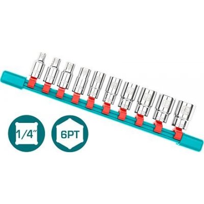 Sada nástrčných hlavic Total Industrial 1/4", 10 ks (THT1411023) – Zboží Mobilmania