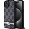 Pouzdro a kryt na mobilní telefon Apple DKNY PU Leather Checkered Pattern and Stripe pro iPhone 15 Black