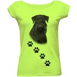 Tričko s potiskem Střední knírač dámské oranžová – Zboží Dáma