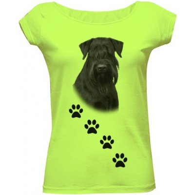 Tričko s potiskem Střední knírač dámské oranžová – Zboží Dáma