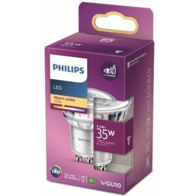 Philips 8718699774158 LED žárovka 1x3,5W GU10 255lm 2700K teplá bílá, bodová, Eyecomfort – Zboží Mobilmania