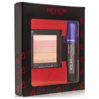 Revlon Volume + Length Magnified řasenka Blackest Black 8,5 ml + Highlighting Palette rozjasňující paletka 020 Rose Glow 7,5 g dárková sada