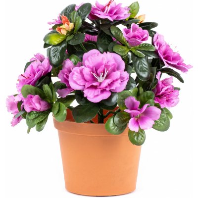 Umělá květina Azalka v květináči fialová, 21 x 10 x 10 cm – Zboží Dáma
