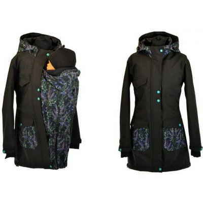 Shara softshellový kabát zimní vsadka se vzorem přední nošení černá/bylinky – Hledejceny.cz