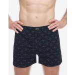 Gina pánské trenky volné šité s potiskem 75196P černá tm. šedá – Zboží Dáma