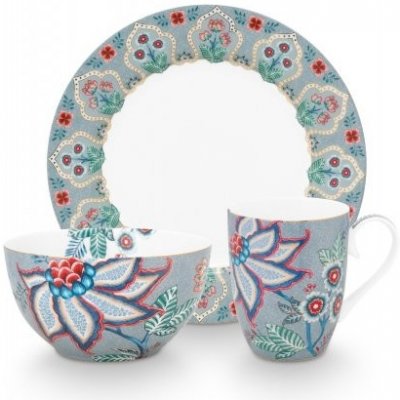 Pip Studio Flower Festival snídaňová sada modrá 3 ks – Sleviste.cz