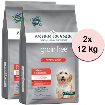 Arden Grange GF Puppy/Junior Chicken & Superfoods 2 x 12 kg – Zboží Mobilmania