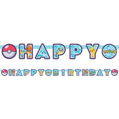 Party nápis Happy Birthday Pokemon 218 cm – Zbozi.Blesk.cz