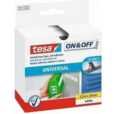 Samolepicí pás pro univerzání použití "On&Off 55225", bílá, suchý zip, 20 mm x 2,5 m, TESA – Hledejceny.cz