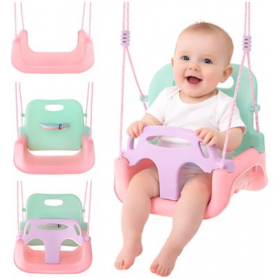 Kruzzel 27356 Dětská houpačka 3 v 1 zeleno-růžová – Zboží Mobilmania