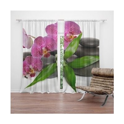 Sablio Závěs Orchideje a kameny: 2ks 140x250cm – Hledejceny.cz