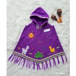 Dětské ručně vyšívané pončo z Peru fialová – Zboží Dáma