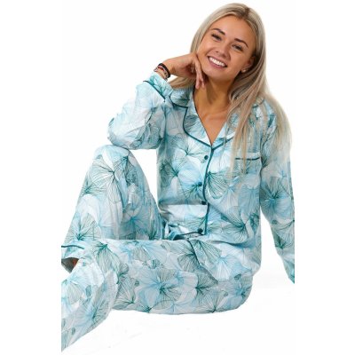 Zelené modré i bílé luxusní celopropínací pyžamo pro ženy či dívky GINKO 1B1799 zelená – Zbozi.Blesk.cz