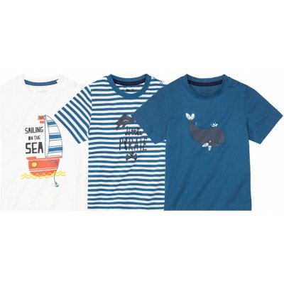 lupilu Chlapecké triko 3kusy bílá modrá – Zboží Mobilmania