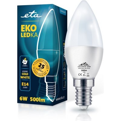 Eta EKO LEDka svíčka 6W, E14, studená bílá – Hledejceny.cz