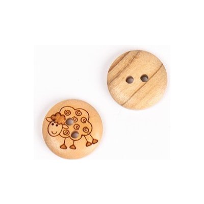 Drops Dřevěný knoflík kulatý Ø 15 mm ovečka – Zboží Dáma