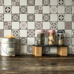 Crearreda Samolepicí dekorace Tile Cover Brown 31219 Kachlík, hnědo-bílé ornamenty 3 archy 20x20 cm – Zboží Dáma