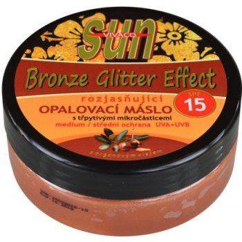 Vivaco Sun Glitter effect opalovací máslo s bio arganovým olejem SPF15 200 ml