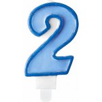 PartyDeco Narozeninová svíčka s číslem 2 modrá – Zboží Dáma