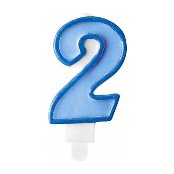 PartyDeco Narozeninová svíčka s číslem 2 modrá