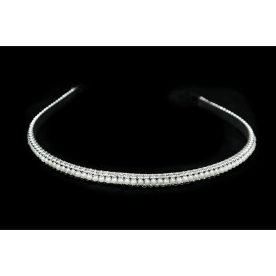 Kovová čelenka s perličkami a kamínky stříbrná – Sleviste.cz