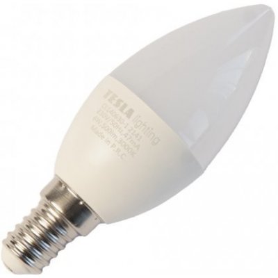 Tesla lighting LED žárovka CANDLE svíčka, E14, 6W, 230V, 470lm, 3000K – Zbozi.Blesk.cz