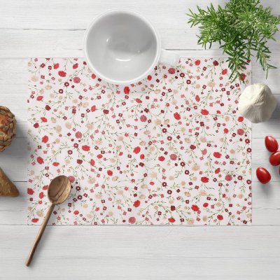 Biante bavlna prostírání Sandra SA-719 Červeno-béžové drobné květiny na bílém 30x40 cm – Hledejceny.cz