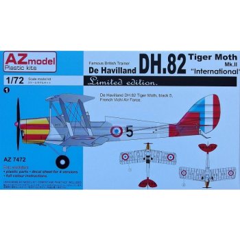 AZ Model DH.82 Tiger Moth Mk.II 4x camo: FR BE NL YU 7472 1:72