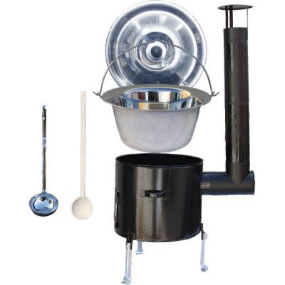 Green home kotlík na guláš nerez 20 l INOX 0,8 mm, Green home kotlina smalt CLASSIC průměr 42 cm, Green home poklice nerez 46 cm, Green home naběračka 350 ml a vařečka 50 cm EASY PARTY – Zboží Dáma